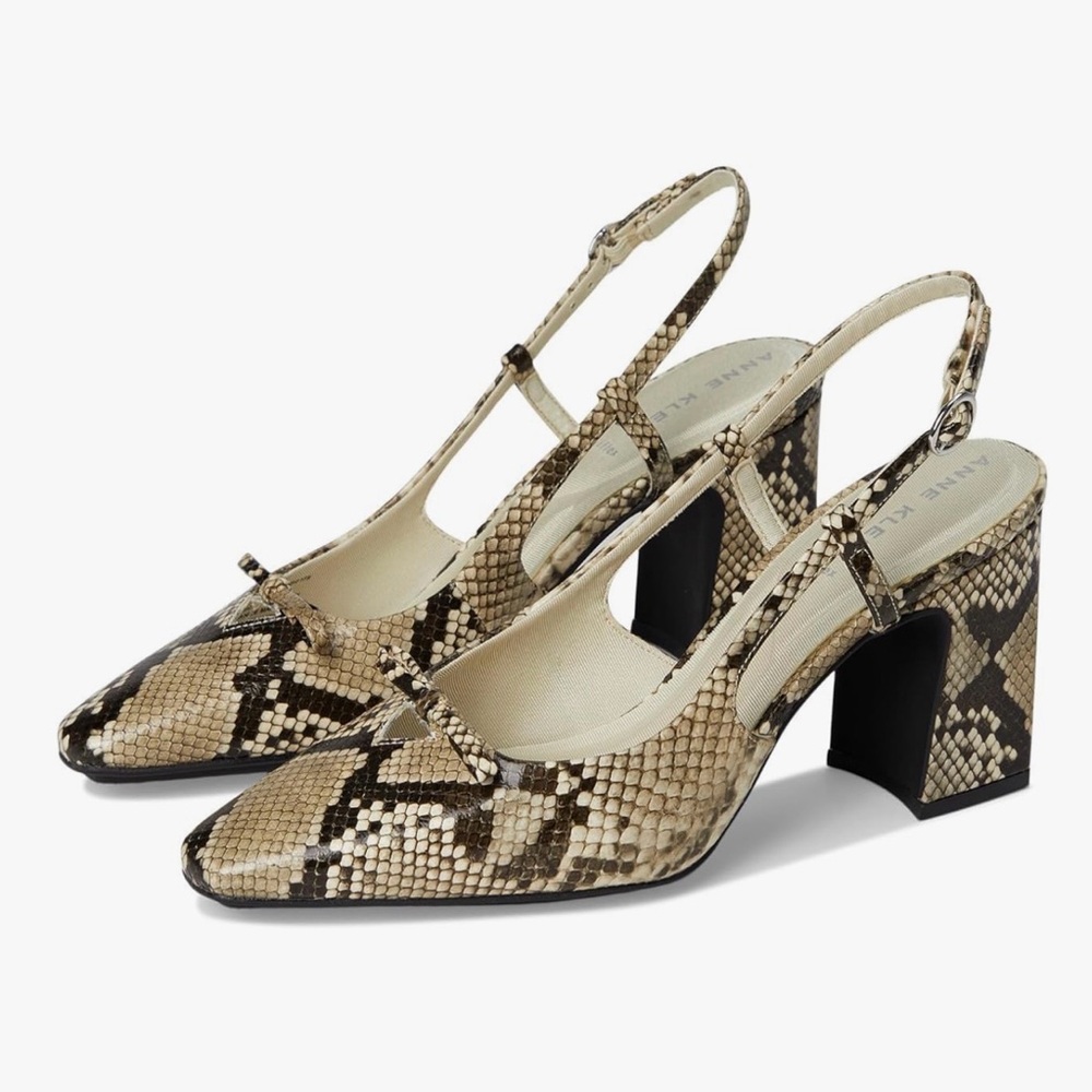 Anne Klein Snake Print Slingback Pumps